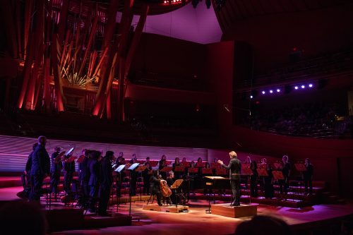 LA Master Chorale: Sacred Veil World Premiere at Walt Disney Concert Hall, LA, February 16, 2019. Cellist: Cecilia Tsan. Photos by Jamie Pham.
